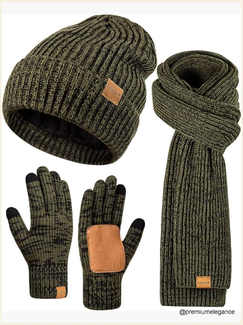 Unisex Beanie Scarf Gloves Set Touchscreen Winter Warm 3 in 1